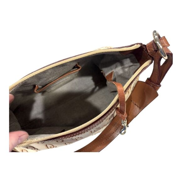 Dooney and Bourke Cream and Tan Signature Satchel Shoulder Bag - Picture 10 of 13